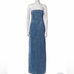 GRLFRND Blue Denim Strapless Dress